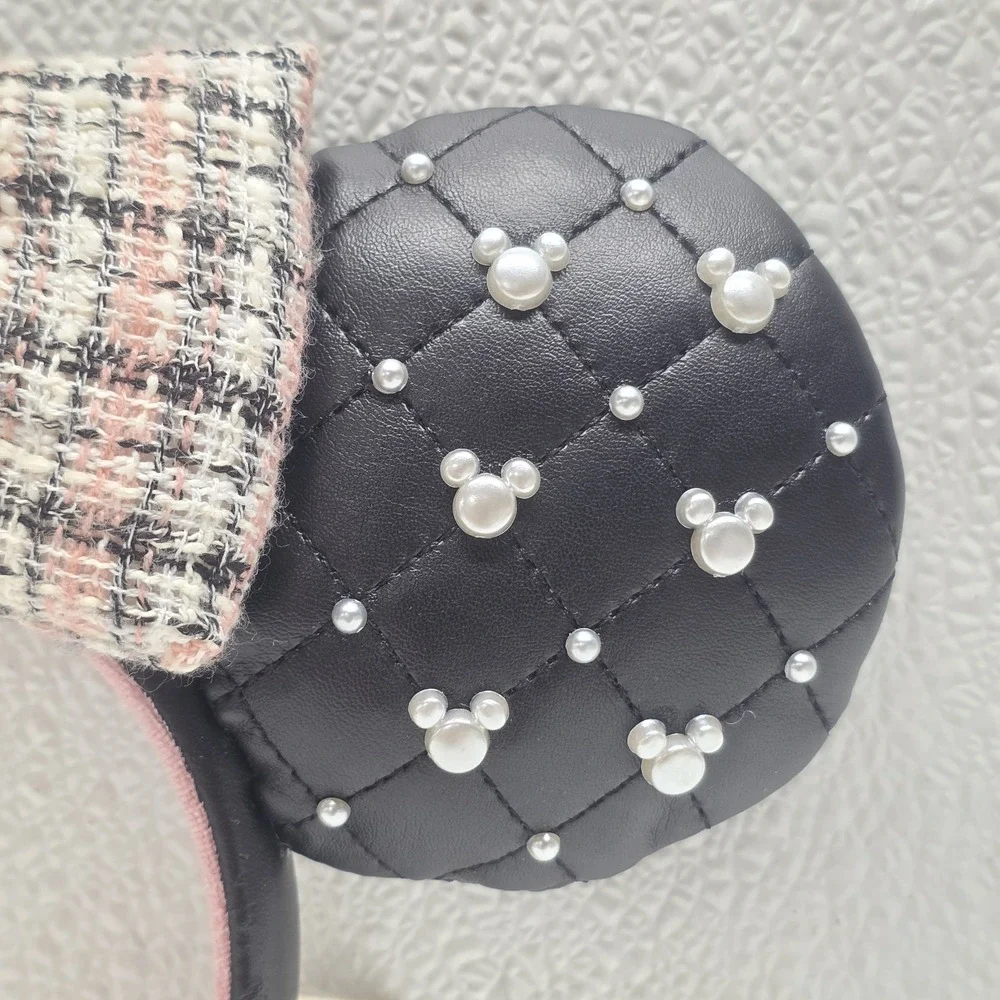 Disney Parks‎ Minnie Mouse Pearls Tweed Bow Ears Headband